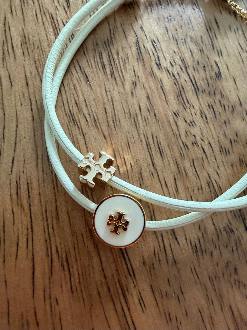 Tory Burch Gold & White Adjustable Bracelet